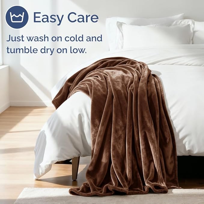 Ultra Soft Fleece Blanket Twin Size - Flannel Fleece Luxury Twin Blanket - Lightweight for Couch Bed Chair - Thick, Warm and Breathable - All Season Cozy Fuzzy, Anti-Static Microplush Bedding, Brown