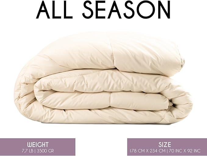 Twin All-Season Warm Fine Alpaca Duvet - Premium Cotton Cover, 4,66 lb Filling, Ideal for Year-Round Comfort, Lightweight & Temperature-Regulating, 70 x 92 inches