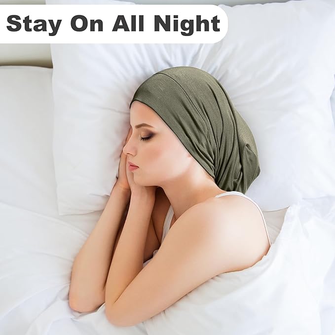 Sleep Cap Bonnet for Sleeping Black Women Men, Adjustable Cooling Lining Bonnets for Curly Hair Wrap Braids Beanie Night Hat
