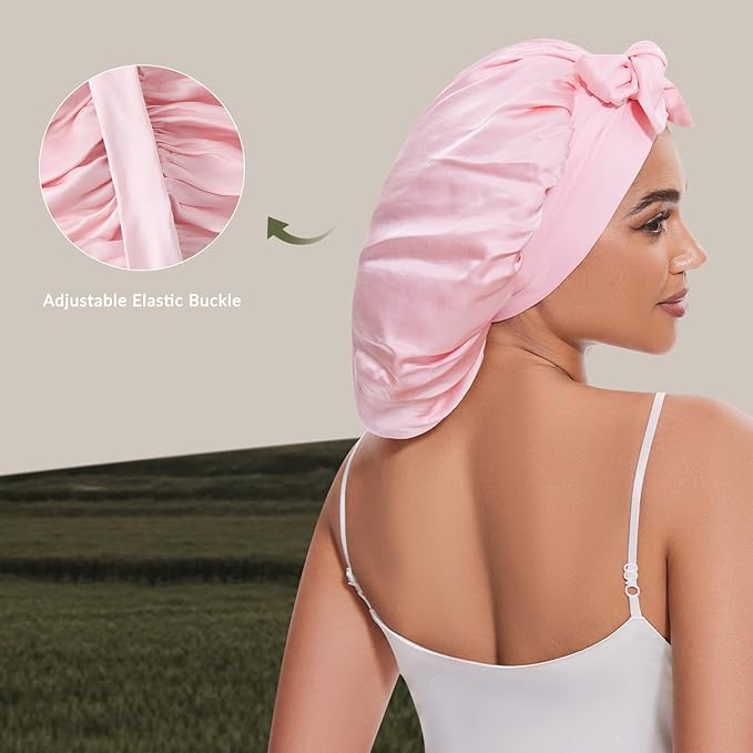 100% Mulberry Silk Bonnet for Sleeping for Women, Double-Layer Real Silk Hair Bonnet Sleep Cap Hair Wrap