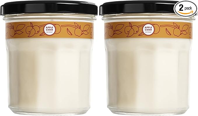 MRS. MEYER'S CLEAN DAY Soy Aromatherapy Candle, 35 Hour Burn Time, Made with Soy Wax and Essential Oils, Limited Edition Apple Cider, 7.2 oz - Pack of 2
