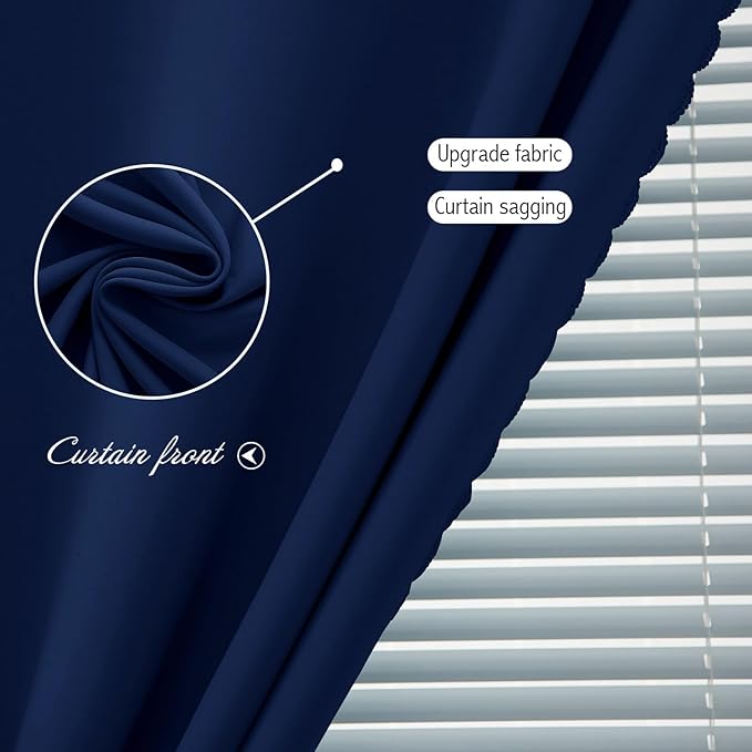 Self Adhesive Portable Blackout Curtains for Bedroom Easy to Install Window Thermal Lnsulated Kitchen Room Darkening Small Window Curtains, 47" W X 71" L, Navy Blue, 1 Panel