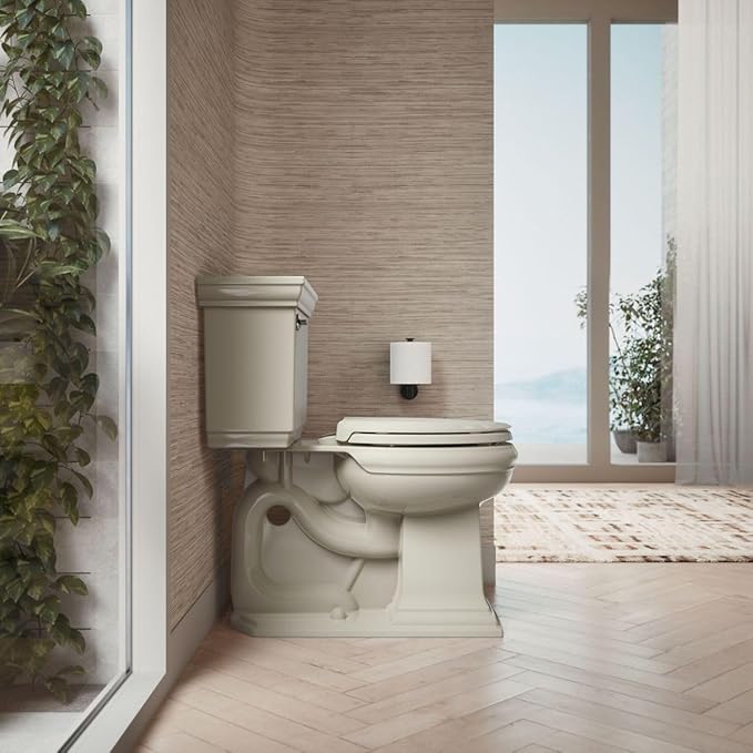 KOHLER 4639-RL-G9 Cachet ReadyLatch Round Toilet Seat Soft Close, Sandbar