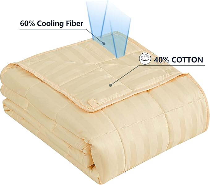 Weighted Blanket Twin Size (48"x72" 20lbs),Ultra Soft and Cozy Cooling Weighted Blanket Twin Size for Adult,Heavy Blanket with Machine Washable Soft Blanket, Beige