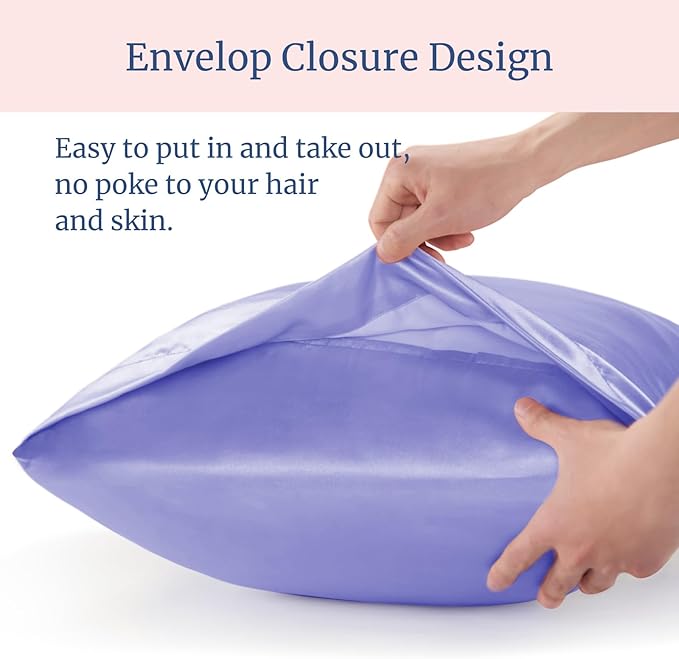 BEDELITE Satin Pillowcase for Hair and Skin, Super Soft Similar to Silk Pillow Cases 4 Pack with Envelope Closure, Cooling Pillowcases for Women Men (20"x36" King Size, Lilac)
