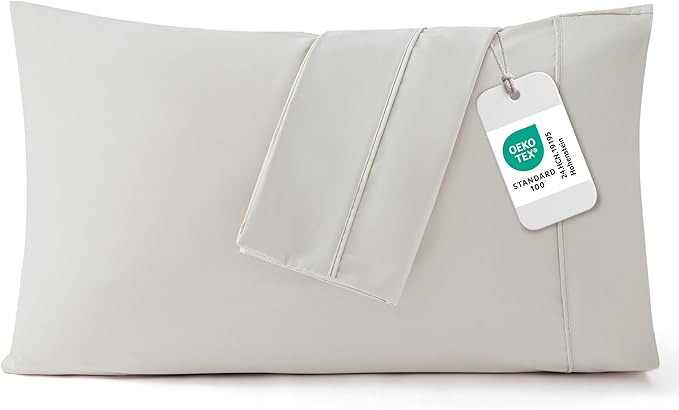 Bedsure Queen Pillow Cases Set of 2 - Brushed Microfiber Pillowcase 2 Pack, Super Soft Pillowcase, Pillow Case Covers with Envelope Closure, Wrinkle, Fade and Stain Resistant, Linen, 20x30 Inches