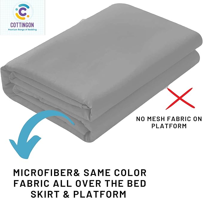 Ruffled Bed Skirt with Split Corners-Dust Ruffle - 14" Drop 100% Microfiber Soft,Sheen & Luxurious Look - Bed Skirts (Light Grey -Full)