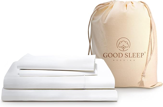 Egyptian Cotton Luxury Sheets - 1000 Thread Count, Full Size, 4 Pc Set, Deep Pocket, Sateen, White