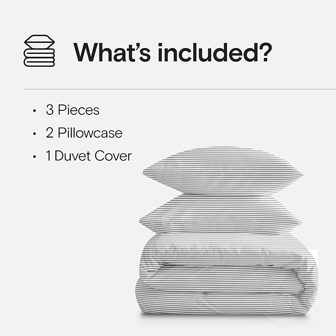 DOZ Duvet Cover Set, 100% Viscose derived from Bamboo, Organically Grown, Buttery Soft, Cooling Duvet Covers, High GSM, 1 Duvet Cover and 2 Pillowcases, 106"x90" (Stripe, King/Cal King)