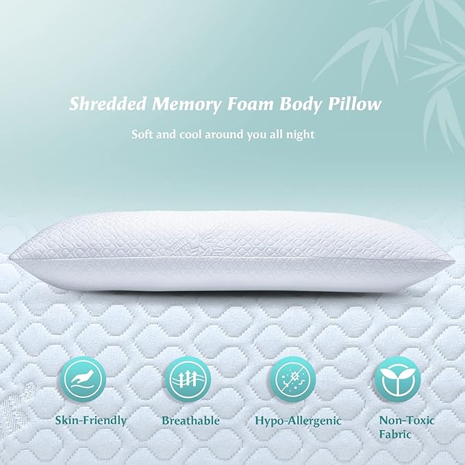 Extra Long Body Pillow Memory Foam 160x50cm – Body Pillows for Anime Pillowcase – with Cooling Cover 20 x 63 inches
