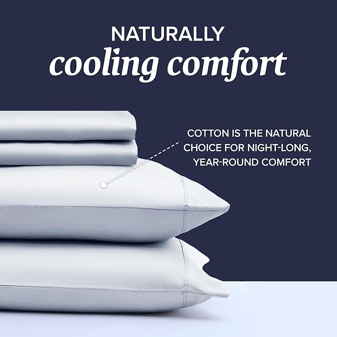 Beckham Hotel Collection Cal King Sheet Set 100% Cotton, 500TC Luxury Sateen Bedding, 16” Deep Pocket, Moisture-Wicking, 4-Piece, White