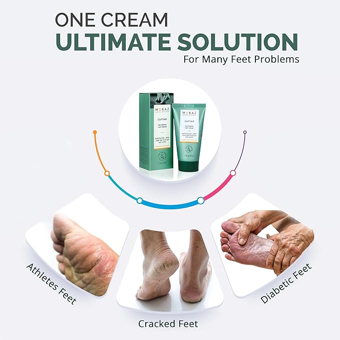 Moraz Caftan Polygonum Foot Cream for Dry Cracked Heels and Feet with 75% Polygonum Extract – Non-greasy, Fast-absorbing Intensive Foot Moisturizer for Dry Cracked Feet, Vegan, Paraben Free, 3.4 Fl Oz