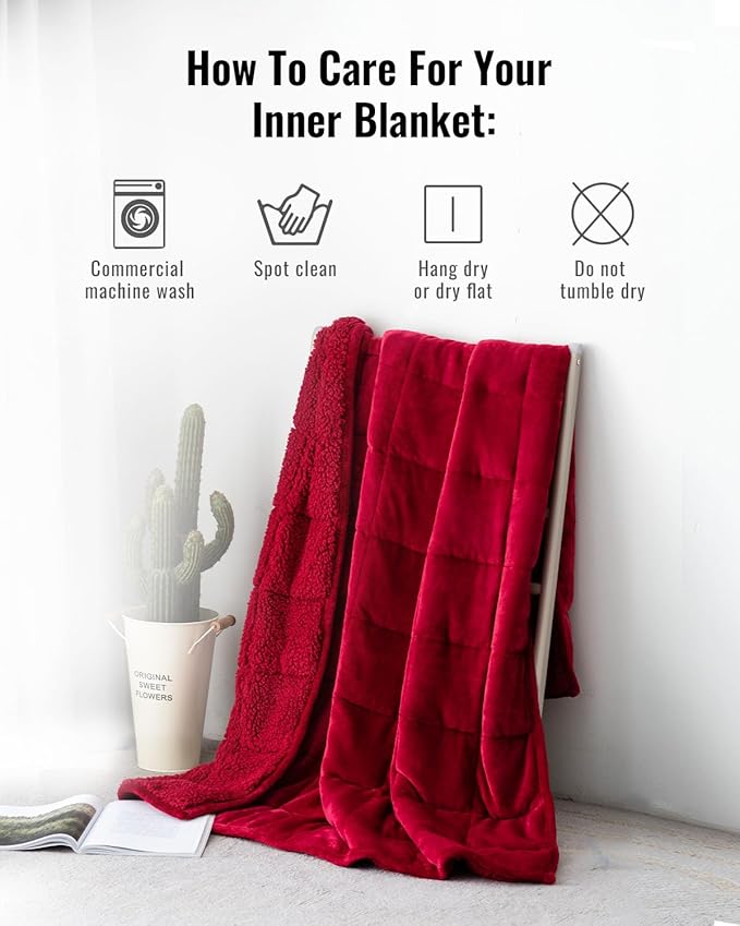 Uttermara Sherpa Fleece Weighted Blanket 20 lbs for Adult, Unicolor Ultra-Soft Fleece and Sherpa, Dual Sided Cozy Plush Blanket for Sofa Bed, 60 x 80 inches, Red