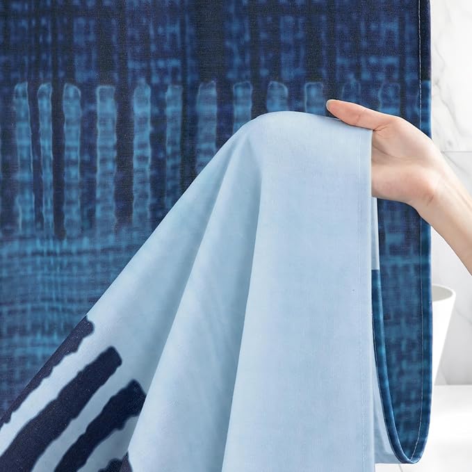 Navy Blue Fabric Shower Curtain,Modern Abstract Geometric Shower Curtain for Bathroom,72" W X 72" L