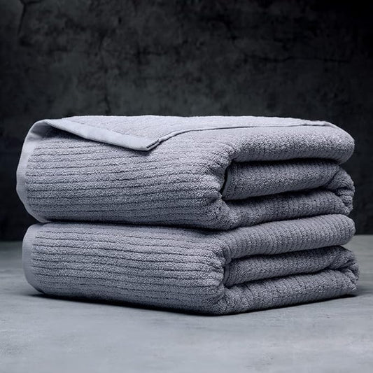 LUXOME Luxury Performance 2-Piece Bath Sheet Set | Oversized for 50% More Coverage | Highly Absorbent | 36" W x 70" L | Pebble (Light Grey)