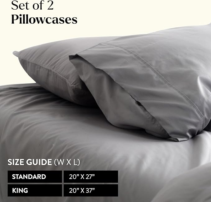 Miracle Made Extra Luxe Soft Cooling Pillowcase, 2-Piece Silver-Infused Cotton Fabric – Lightweight, Thermoregulating, Breathable Cover for Sensitive Skin, Standard Size, Sand