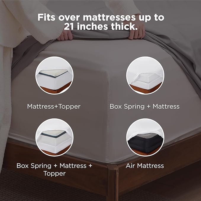 Bedsure Deep Pocket Twin Sheets Set - Fits Mattresses Up to 21 Inches Thick -3 Piece GentleSoft Bed Sheets, Moisture Wicking, Soft & Cooling Bedsheet & Pillowcases, Easy & Secure Fit, White