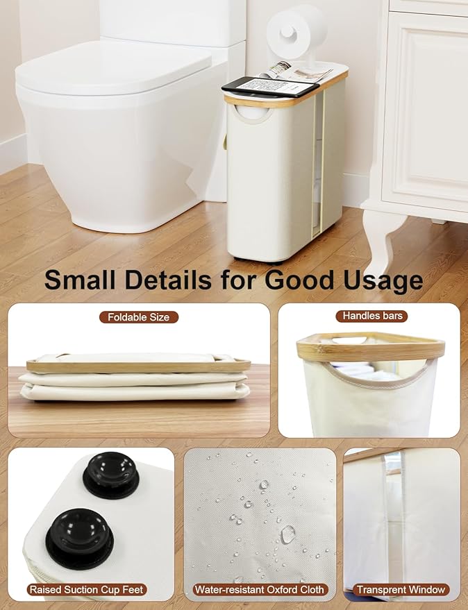 Toilet Paper Storage Basket Holder Holds 9-12 +1 Rolls Elegant Multi-Functional Bathroom Toilet Paper Holder Stand Storage Organizer Waterproof with Tray Hold Phone Wet Wipes Beige