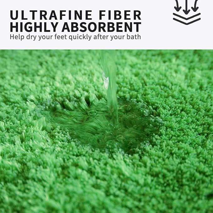 FIFU Bathroom Rugs 17" W x 24" L, Bath Mat for Bathroom, Bedroom, Laundry Room & Kitchen, Non-Slip Rubber Latex Backing, Extra Soft and Absorbent Polyester Carpet, Machine Washable Rug, Green
