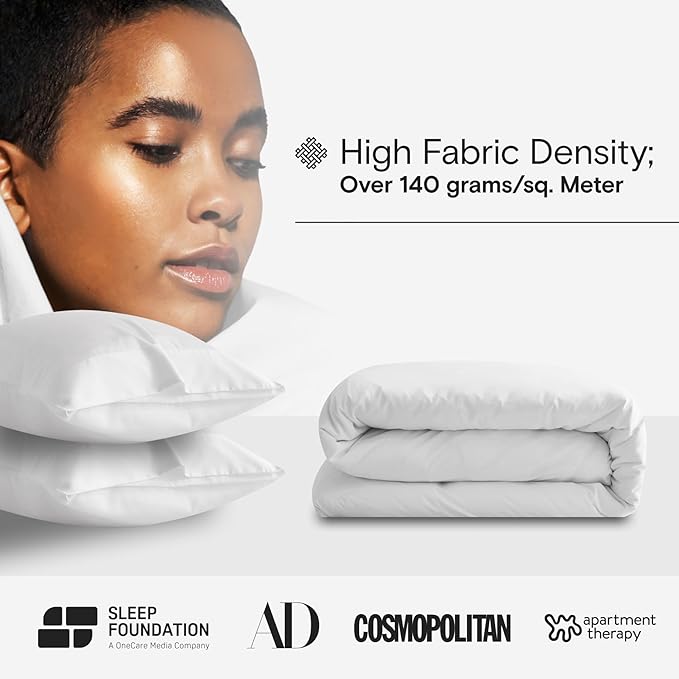 DOZ Duvet Cover Set, 100% Viscose derived from Bamboo, Organically Grown, Buttery Soft, Cooling Duvet Covers, High GSM, 1 Duvet Cover and 2 Pillowcases, 90"x90" (Snow, Full/Queen)