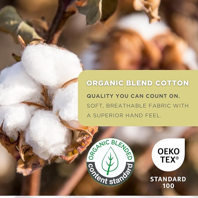 Farm To Home Luxury Comforter Organic Cotton All Season Fluffy Lightweight Down Alternative Machine Washable Comforter for Bedroom, Full/Queen