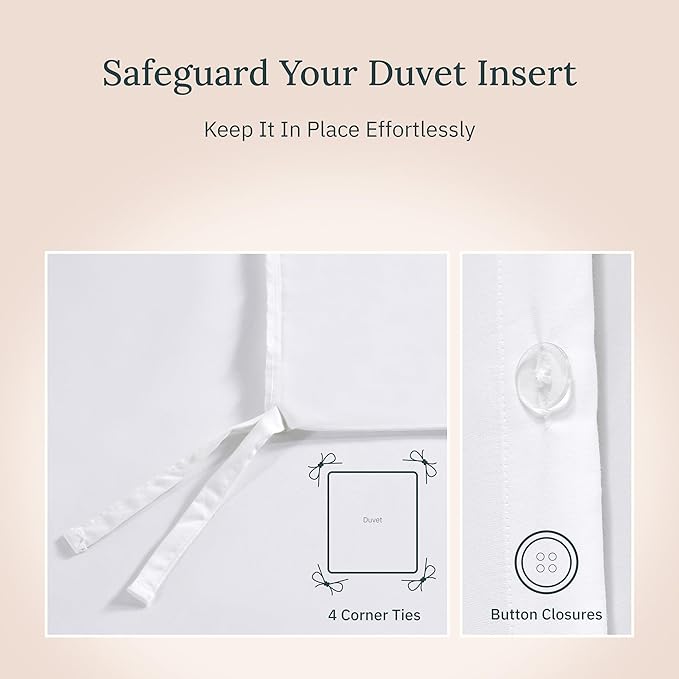 California Design Den 3 Pc Oversized King Duvet Cover Set - Winner Good Housekeeping Best Bedding Awards 2025, 400 Thread Count Sateen, 100% Cotton Duvet Cover Set, Button Closure, Corner Ties - White