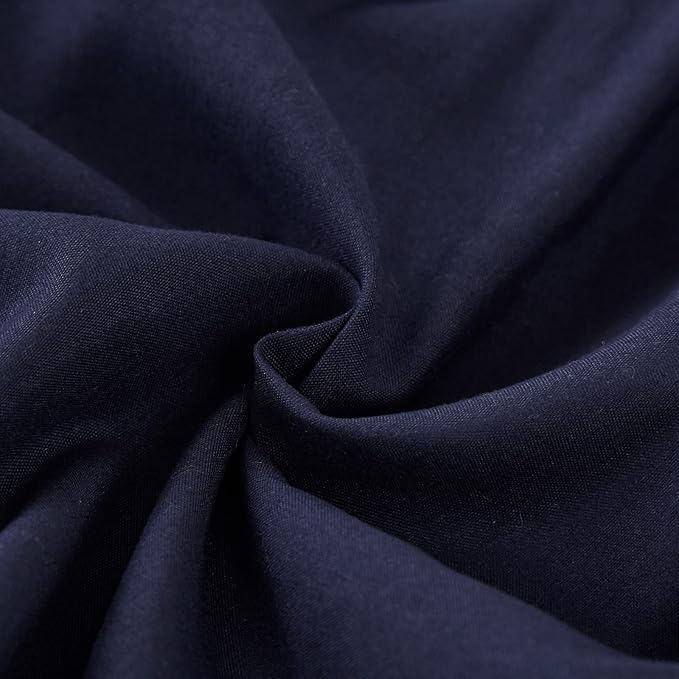 MEILA Wrap Around Bed Skirt Three Fabric Sides Elastic Dust Ruffled 16 Inch Tailored Drop,Easy to Install Fade Resistant-Navy Blue, Twin/Full