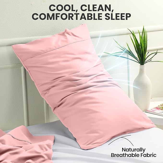 Pillow Covers by Utopia Bedding - Queen Size 2-Pack – Soft Brushed Microfiber – Perfect for Hospitals, Hotels, Guest Rooms – Oeko-TEX Certified, 20x30 Inches (Pink)