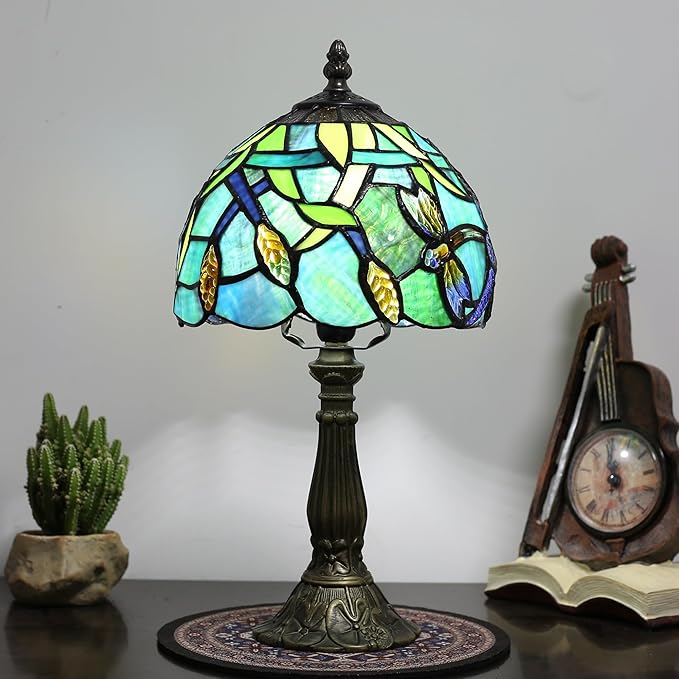 Tiffany Table lamp for Bedroom Bedside Nightstand Table Lamps for Living Room 3 Way Color Temperatures Stained Glass Table Lamp 8X8X15 Inch Home Office Reading Desk Lamp (Ear of Wheat)