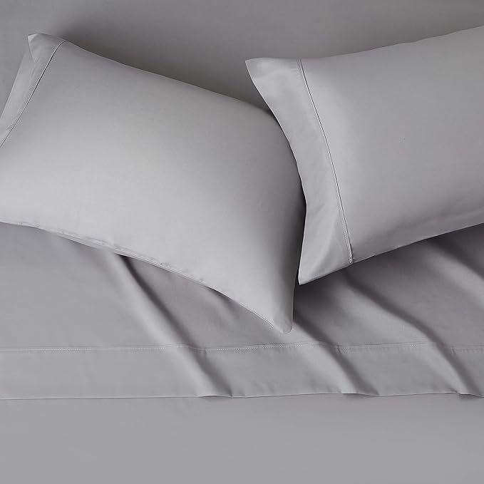 Amazon Basics Lightweight Super Soft Easy Care Microfiber 4-Piece Bed Sheet Set with 14-Inch Deep Pockets, Queen, Dark Gray, Solid - Pack of 4