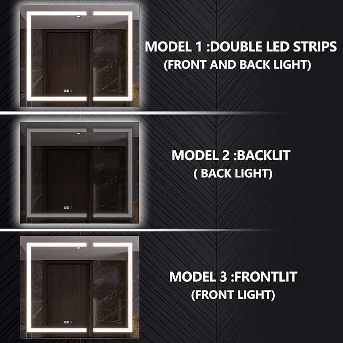 Lighted Medicine Cabinet with Mirror 42"x36" Recessed LED Medicine Cabinet Mirror, Front&Backlit, Anti-Fog, Stepless Dimming, 3-Color Temperatures, Magnifier, 2 Outlets, Storage Shelves, ETL Certified