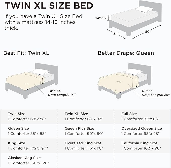 Bedsure Comforter Duvet Insert - Quilted Comforters Twin XL Size, All Season Duvet, GentleSoft Down Alternative Bedding, with 8 Tabs, Gifts for Women/Men, Light Purple, Twin XL 92 x 68 Inches