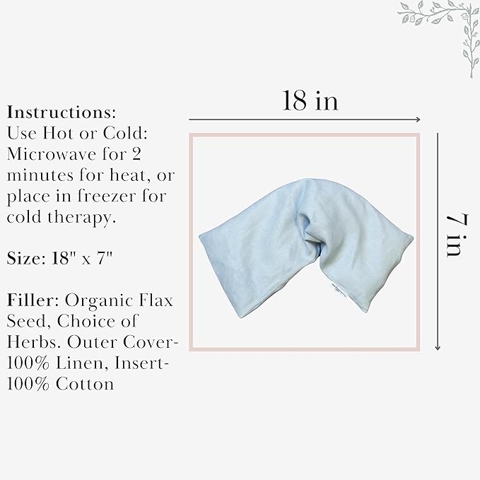 Sacksy Thyme Microwave Heating Pad - 100% Linen Cover, Unscented, Size 18x7, Comforting Heat Pad for Cramps, Back,Neck,Shoulders, Leg Pain, Hot Microwavable Heat Pack, Color: Silver Sage, Made in USA