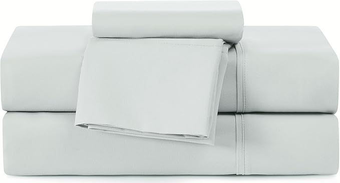 UGG Twin XL Sheet Set 3-Piece Luxury Cooling Sheets Deep Pockets Premium Bedding with 1 Pillow Sham Machine Washable, for Dorm Essentials & College Bedding, Twin XL, Mineral Green (Hedi)
