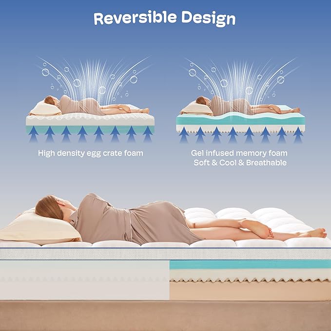 California King Size Mattress Topper, 4.5 Inch Memory Foam Mattress Topper for Back Pain & Pressure Relief - 2.5" Cooling Gel Memory Foam + 2" Pillow Top Mattress Pad Cover, Soft and Supportive