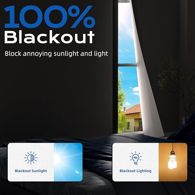White Blackout Curtains for Bedroom, 39" x 58" Portable Blackout Blinds with 20 Sets Hooks & Loops Strips for 100% Blackout Window Film, Temporary Black-Out Shades for Windows Cover Nursery Travel RV