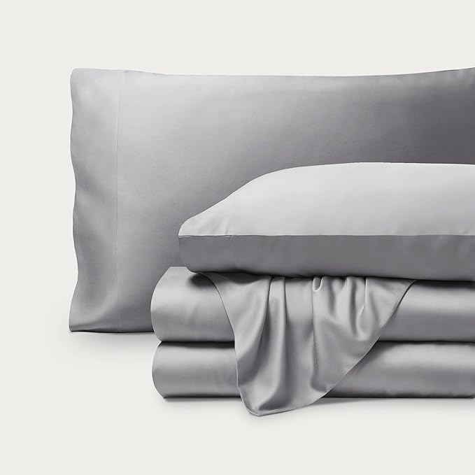 Bare Home 100% Rayon Made from Bamboo Luxury Queen Sheet Set - 4 Piece Bedding Set - Deep Pockets - Cooling Sheets - Breathable - Easy Fit - Soft Bedding Sheets & Pillowcases (Queen, Light Grey)