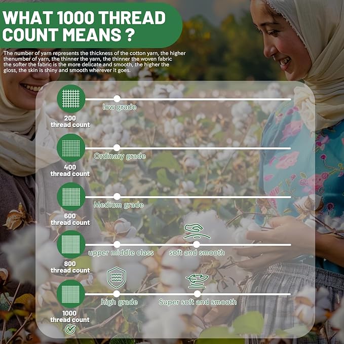 Egyptian Cotton Sheets Full Size 1000 Thread Count Sateen Weave Soft Breathable 16-Inch Deep Pocket 4PCS（Full,Olive Green）