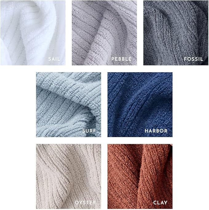 LUXOME Luxury Performance 6-Piece Bath Towel Set | Dual-Loop Design | Ultra Soft | Highly Absorbent | Quick Drying | Sail (White)