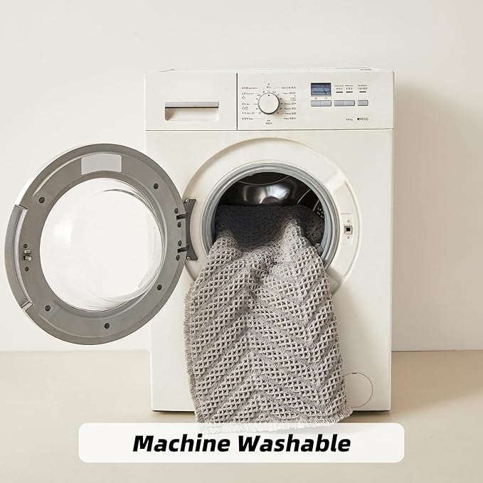 Upgraded Bath Mat, Non Slip, Machine Washable - Super Absorbent Waffle Weave, Rubber Backed, Ultra Soft - Gray, 17" x 24"
