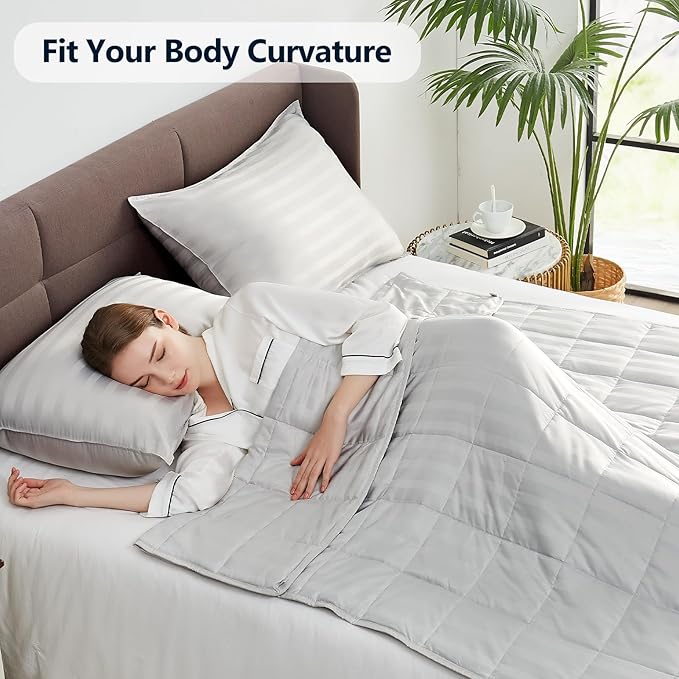 Weighted Blanket Twin Size (48"x72" 20lbs),Ultra Soft and Cozy Cooling Weighted Blanket Twin Size for Adult,Heavy Blanket with Machine Washable Soft Blanket, Light Grey