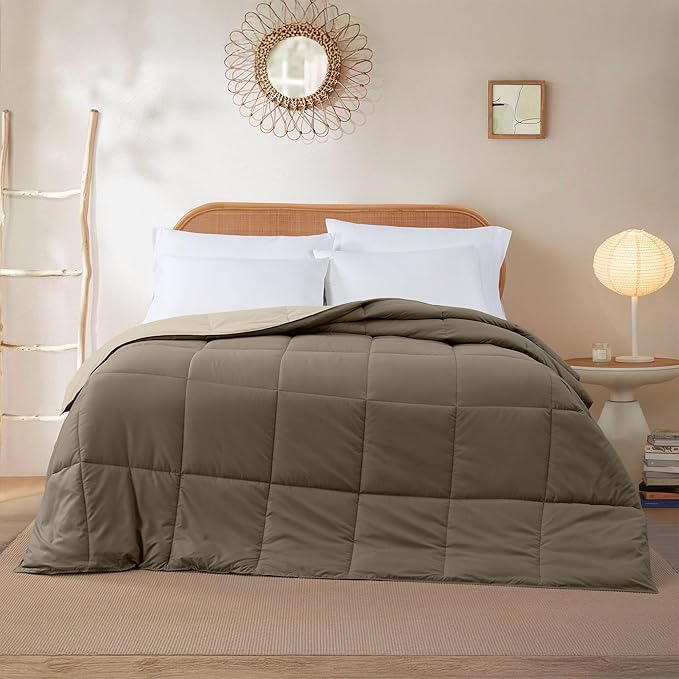 Modern Threads Down Alternative Reversible Comforter Taupe/Champagne California King