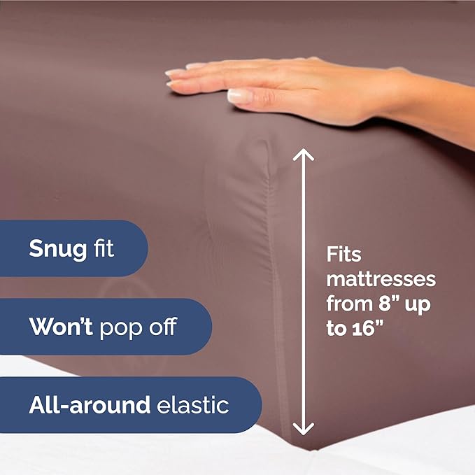 Queen Size 4 Piece Sheet Set - Extra Soft, Breathable And Cooling Sheets - Hotel Luxury Durable Bed Sheets for Women & Men - Deep Pockets, Easy-Fit & Wrinkle-Free Sheets - Clay Oeko-Tex Bed Sheet Set
