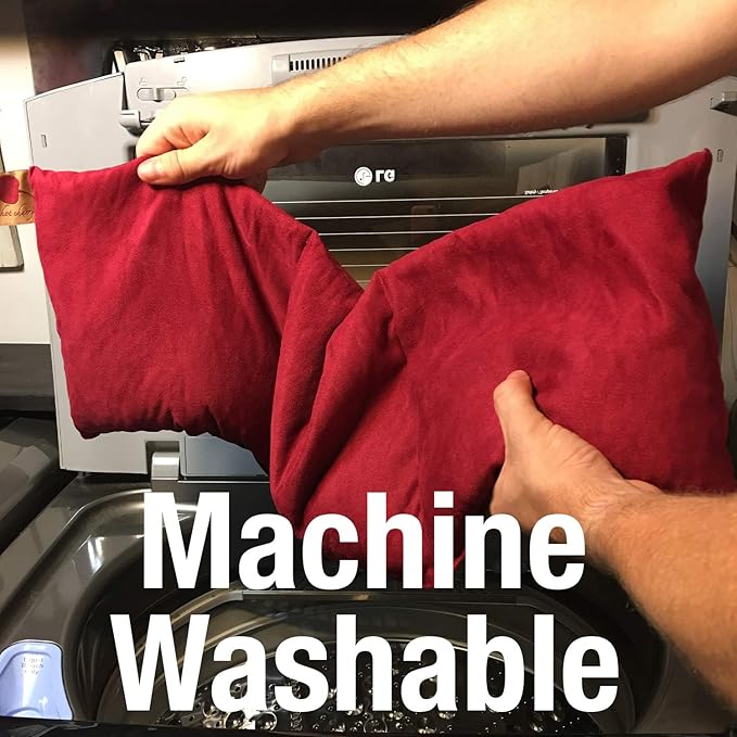 Neck Wrap Red Denim Cherry Pit-Stone Pillow, Microwavable Hot/Cold Compress, Sustainable Moist Heat Pack, Shoulder Pain Relief, Washable, Spa Gift.