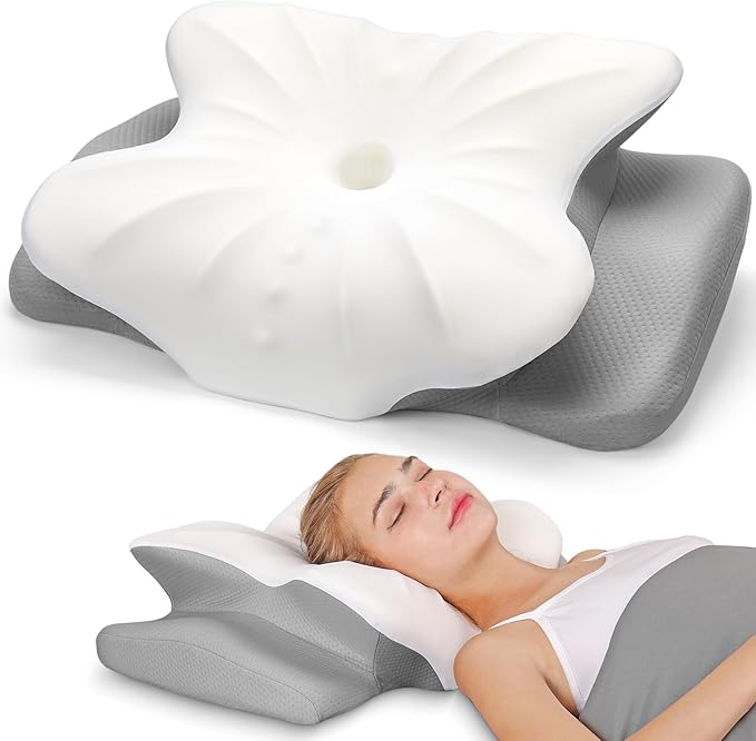 ASTARRY Cervical Pillow for Neck and Shoulder,Contour Memory Foam Pillow,Ergonomic Neck Support Pillow for Back,Side Stomach Sleepers with Pillowcase