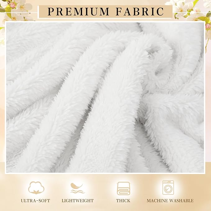 Tinideya 6 Pack Sherpa Fleece Throw Blankets Bulk 50"x 60" Soft Plush Wedding Throw Blankets for Couch Sofa Spa Sleepover Party Favor Supplies Travel Guest Room Home Decor (White)