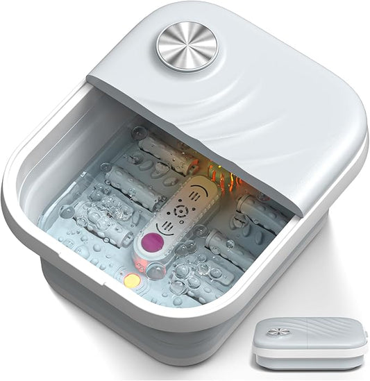 Collapasible Foot Spa Bath Massager with Heat, Pedicure Foot Spa with Bubbles, Temperature Control, Foot Soaking Tub for Home, Office, Foot Soaker Gift for Men and Women