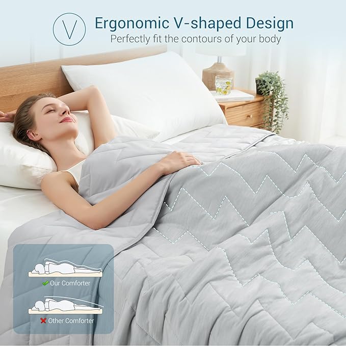 Elegear Revolutionary Cooling Comforter Twin Absorb Body Heat to Keep Cool, Cooling Blanket for Hot Sleepers Japanese Arc-Chill 3.0 Cool Tech Fabric Summer Comforter Cool Quilt -Light Gray