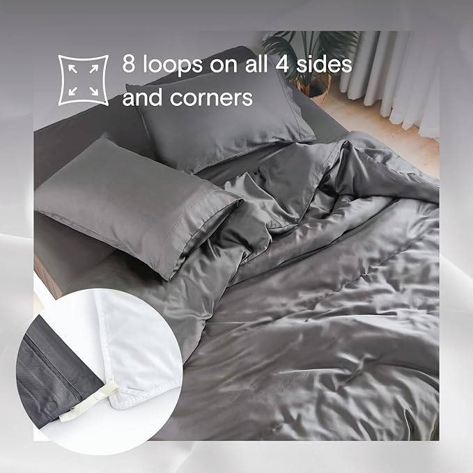 DOZ Duvet Cover Set, 100% Viscose derived from Bamboo, Organically Grown, Buttery Soft, Cooling Duvet Covers, High GSM, 1 Duvet Cover and 2 Pillowcases, 106"x90" (Storm, King/Cal King)