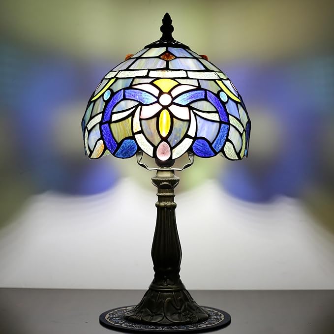 Tiffany Table lamp, Suitable for Bedroom nightstands and Living Rooms. This Table lamp is 8 inches in Size, Ideal for Placing on The Desk of a Home Office.